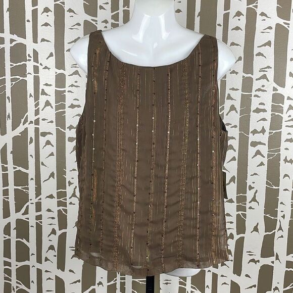 Judith Hart Collection NEW $49 Golden Touch Sequined Tank Top sz 16 - Picture 1 of 6